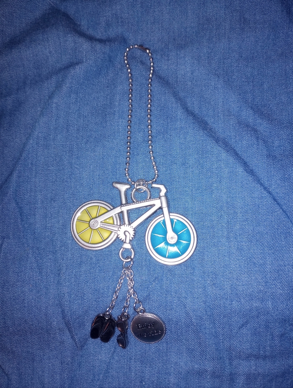 Gnz Enjoy The Ride Bicycle Zinc Car Charm/Bag Charm NWOT